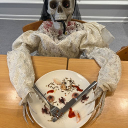 Photo by girafpingvin (Daniel Bahl)🦒️🐧️ on October 31, 2024. May be an image of bone, skull and fork.